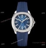 Swiss Quality Replica Patek Philippe Aquanaut 8215 Watch Diamond Bezel Blue Rubber Strap